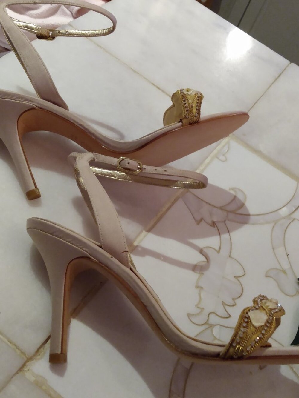 Nina Ivory Gold Bridal shoes New in Box Size 8, leather